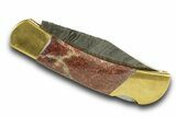 Pocket Knife With Fossil Dinosaur Bone (Gembone) Inlays #370822-1